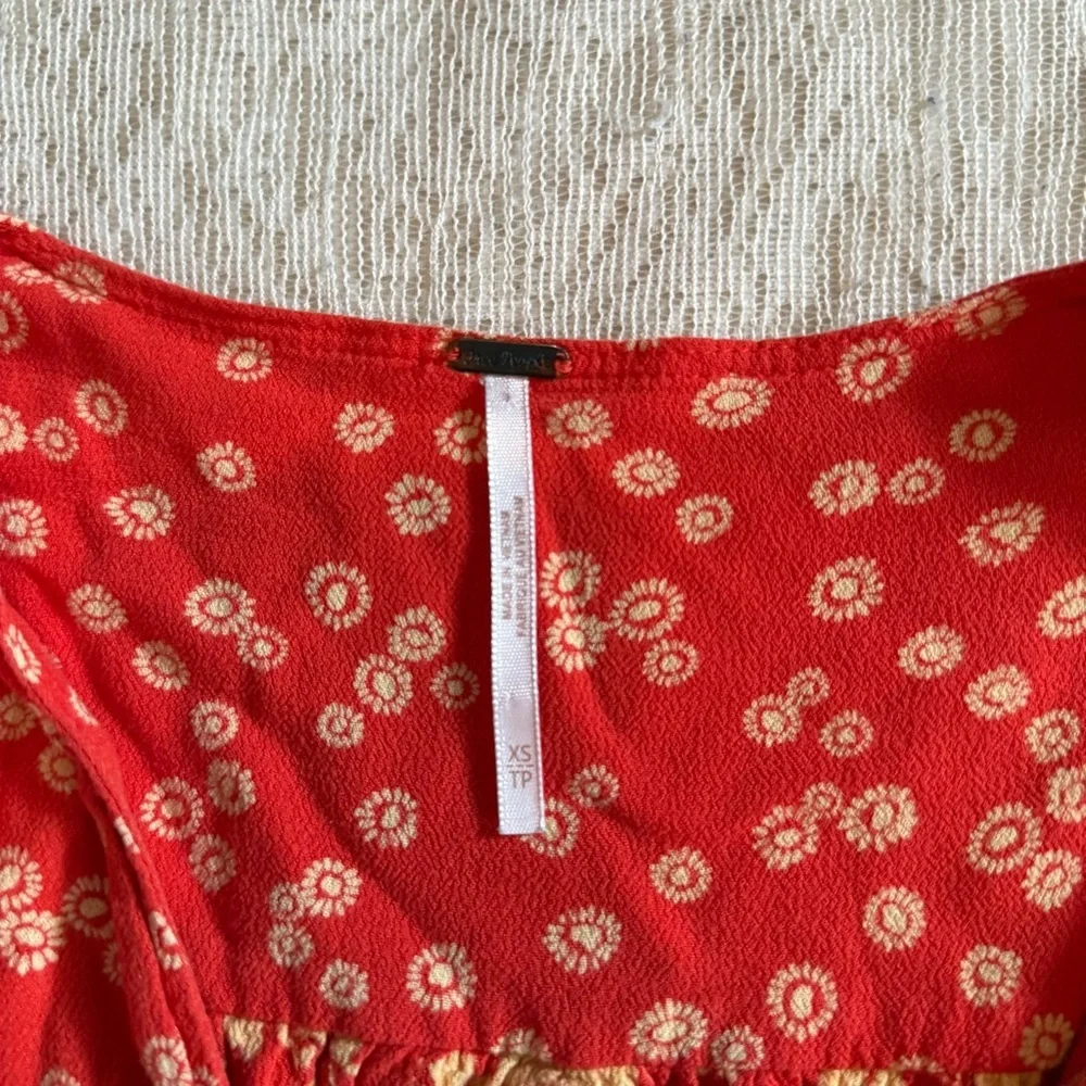 Free People Lady Bohemian coral floral top